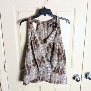 NY&CO Women Snake Design Sleeveless Brown Blouse Top Size XL NWT